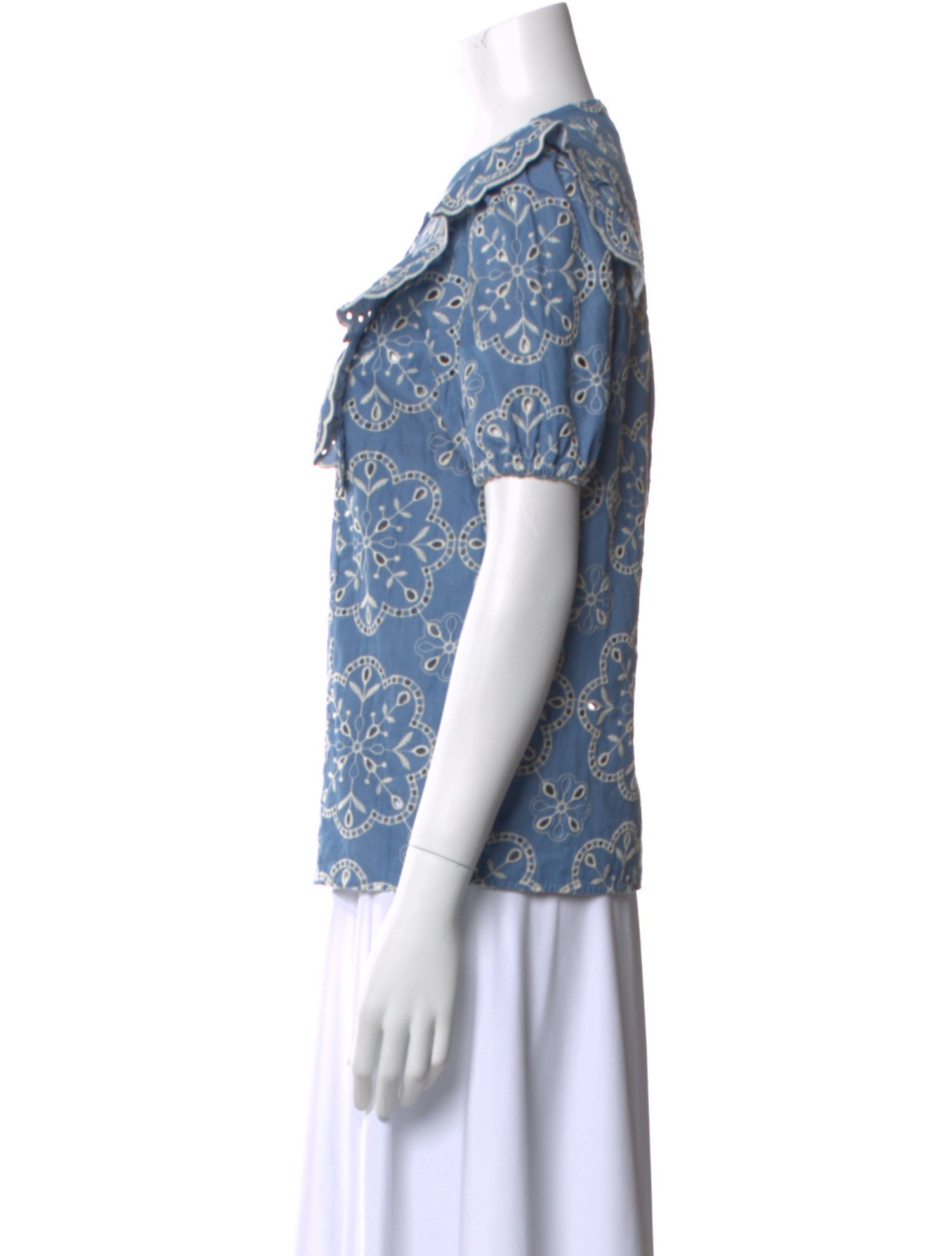 Sézane Printed Crew Neck Blouse