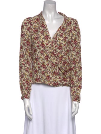 Sézane Floral Print V-Neck Blouse