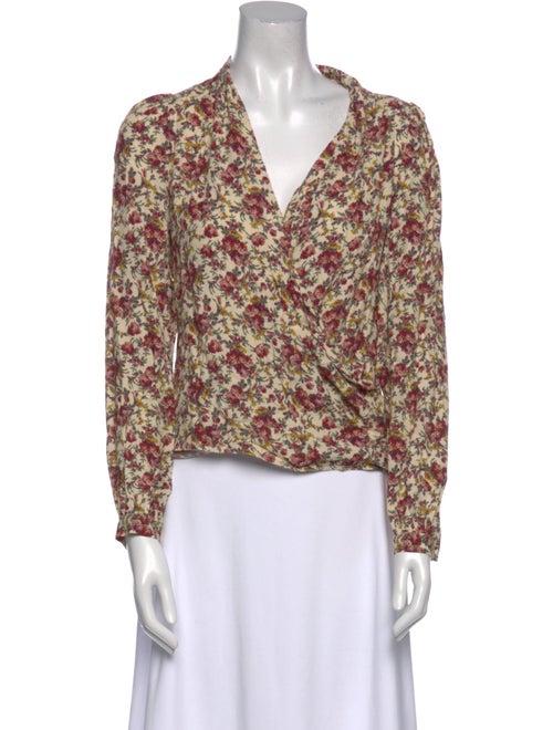 Sézane Floral Print V-Neck Blouse