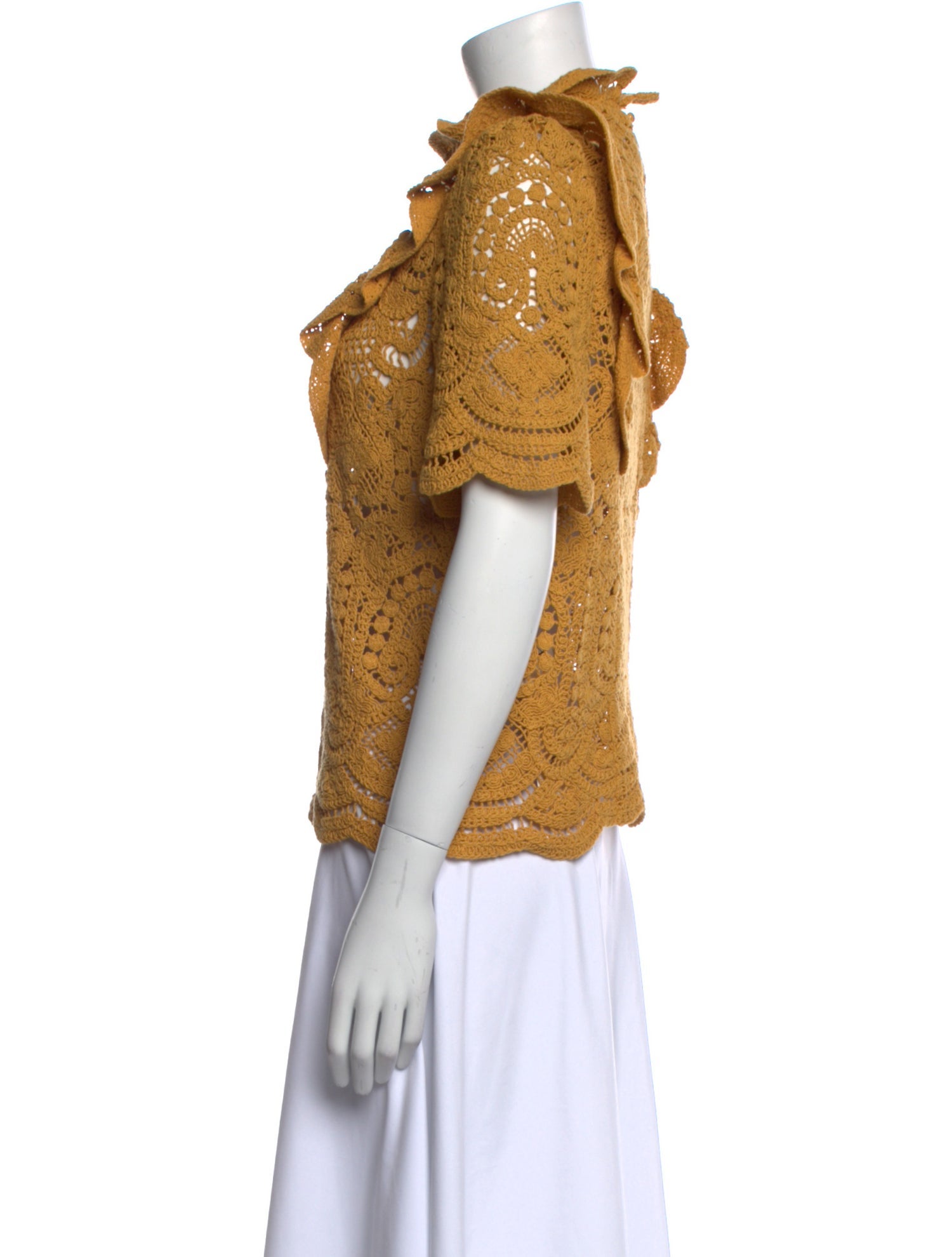 Sézane Mock Neck Short Sleeve Blouse