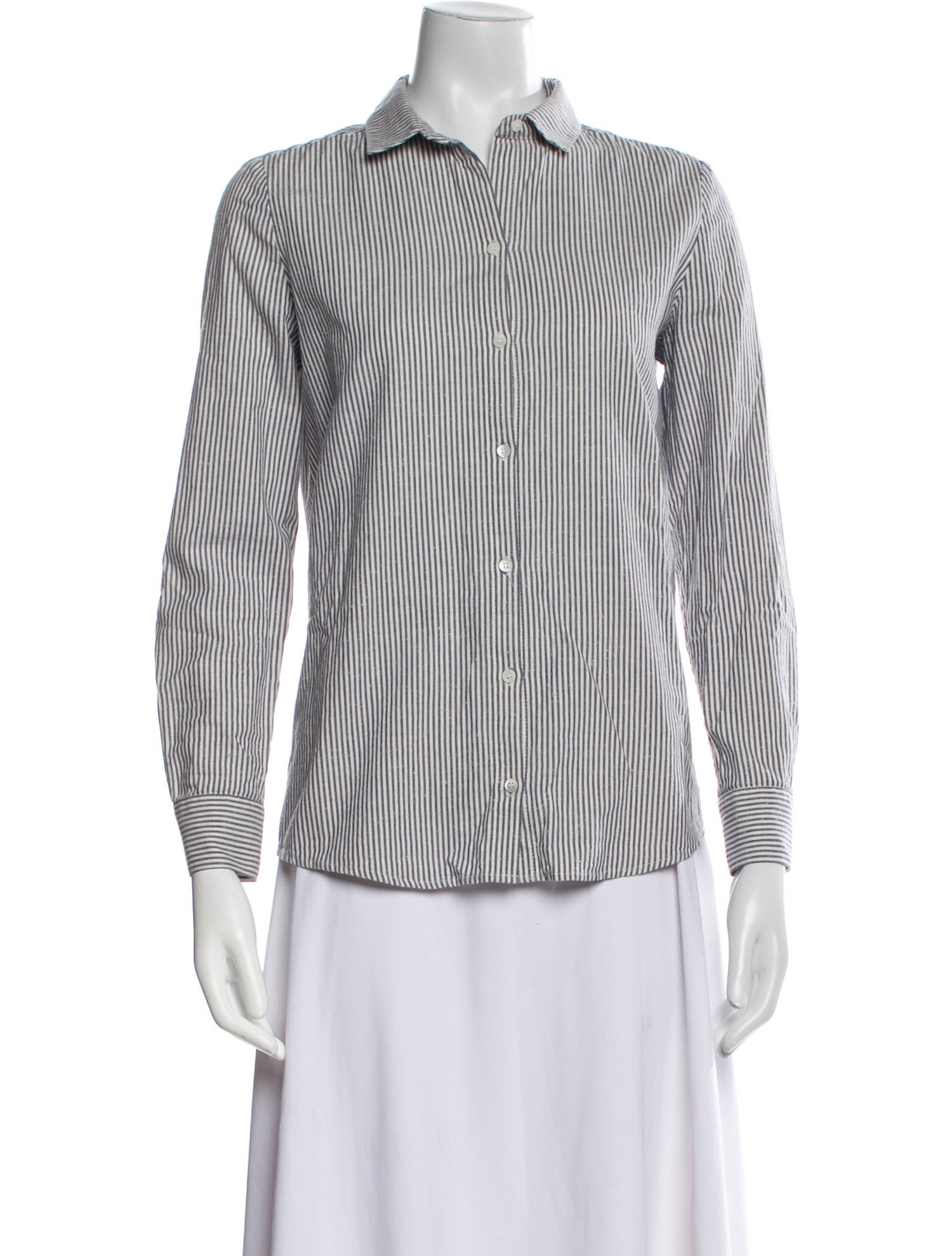 Sézane Striped Long Sleeve Button-Up Top