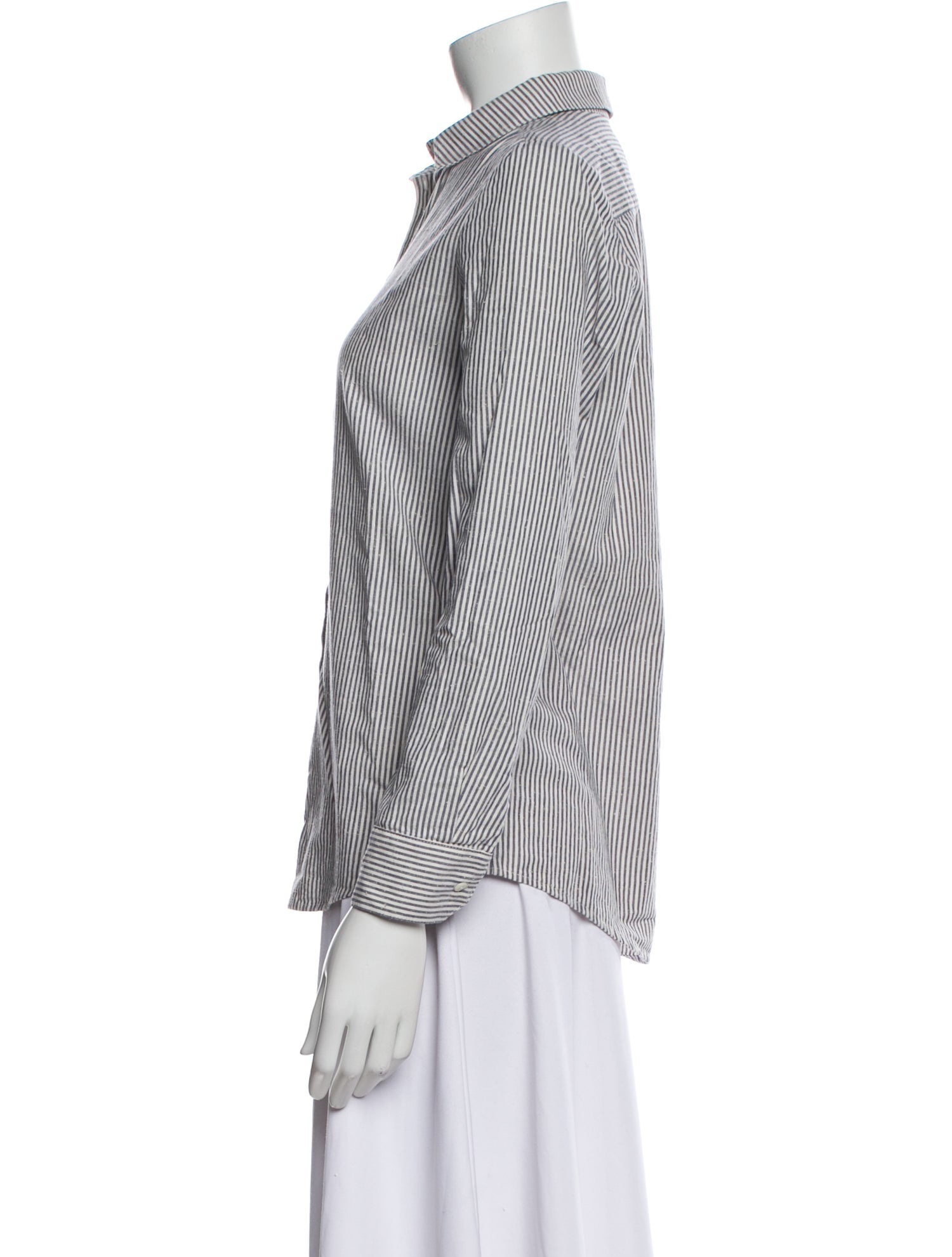 Sézane Striped Long Sleeve Button-Up Top