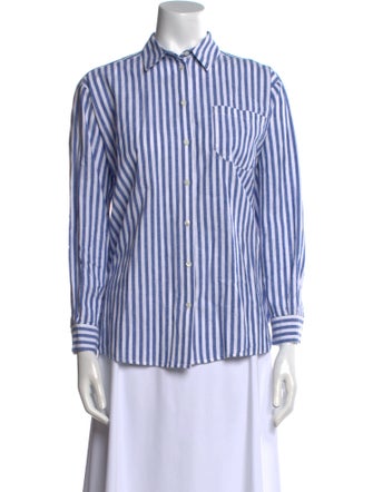 Sézane Striped Long Sleeve Button-Up Top