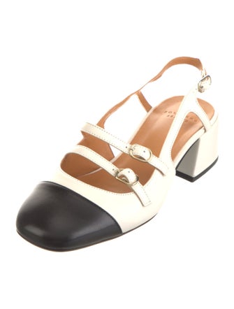 Sézane Leather Colorblock Pattern Slingback Sandals