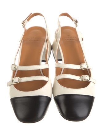 Sézane Leather Colorblock Pattern Slingback Sandals