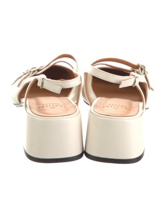 Sézane Leather Colorblock Pattern Slingback Sandals