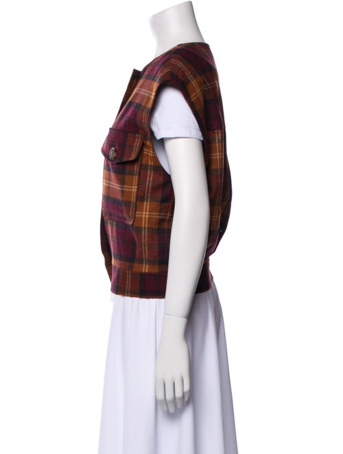 Sézane Wool Plaid Print Vest