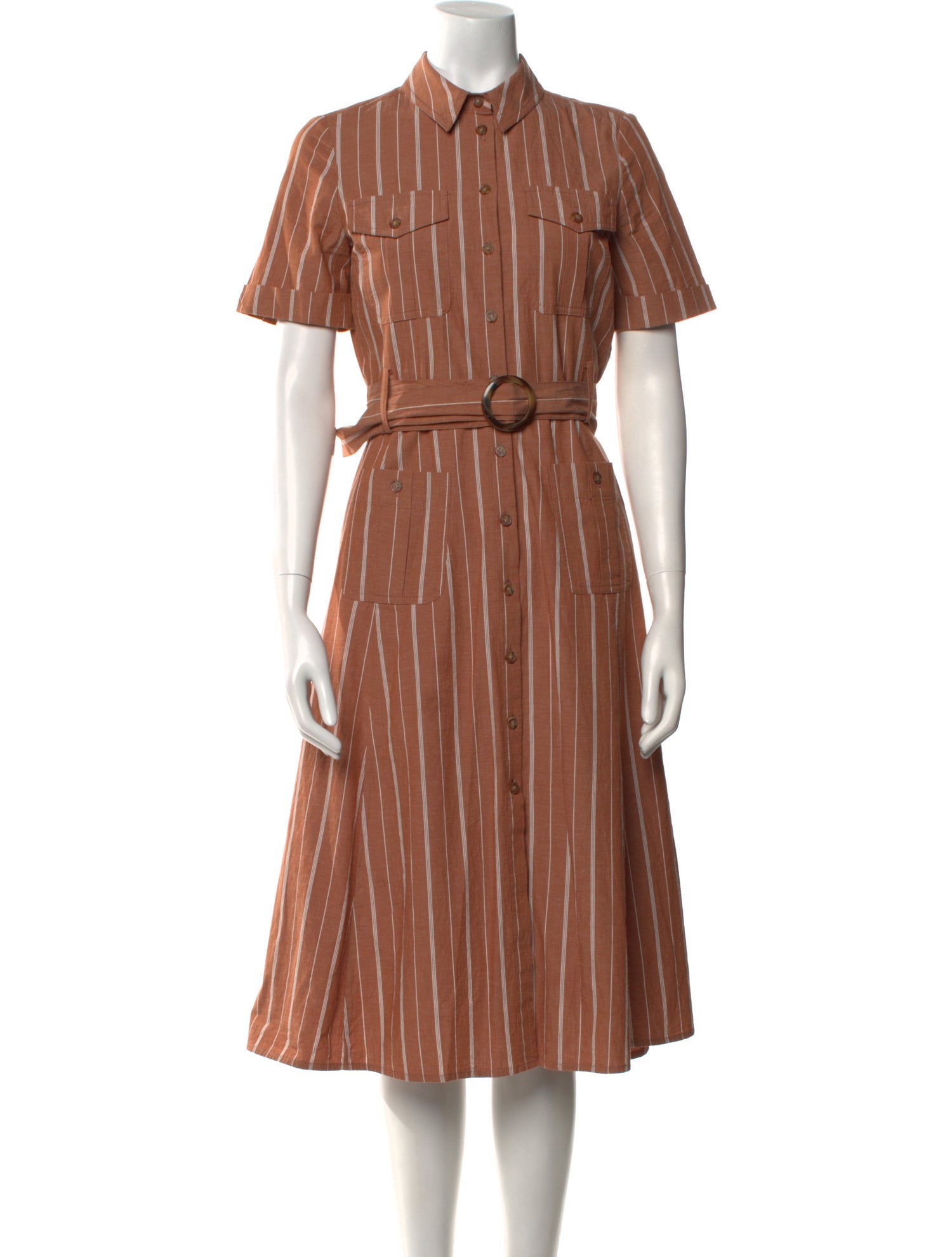 Sézane Striped Midi Length Dress