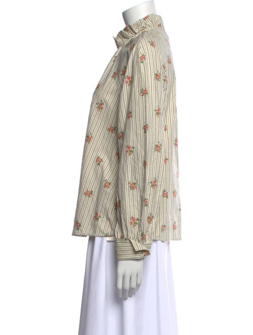 Sézane Printed Mock Neck Button-Up Top