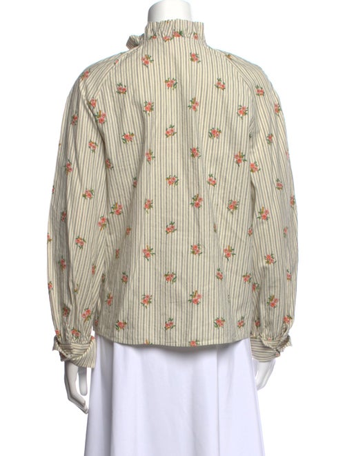 Sézane Printed Mock Neck Button-Up Top