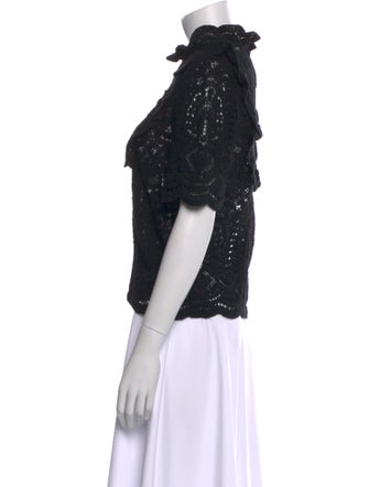 Sézane Lace Pattern Mock Neck Top