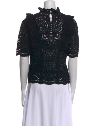 Sézane Lace Pattern Mock Neck Top