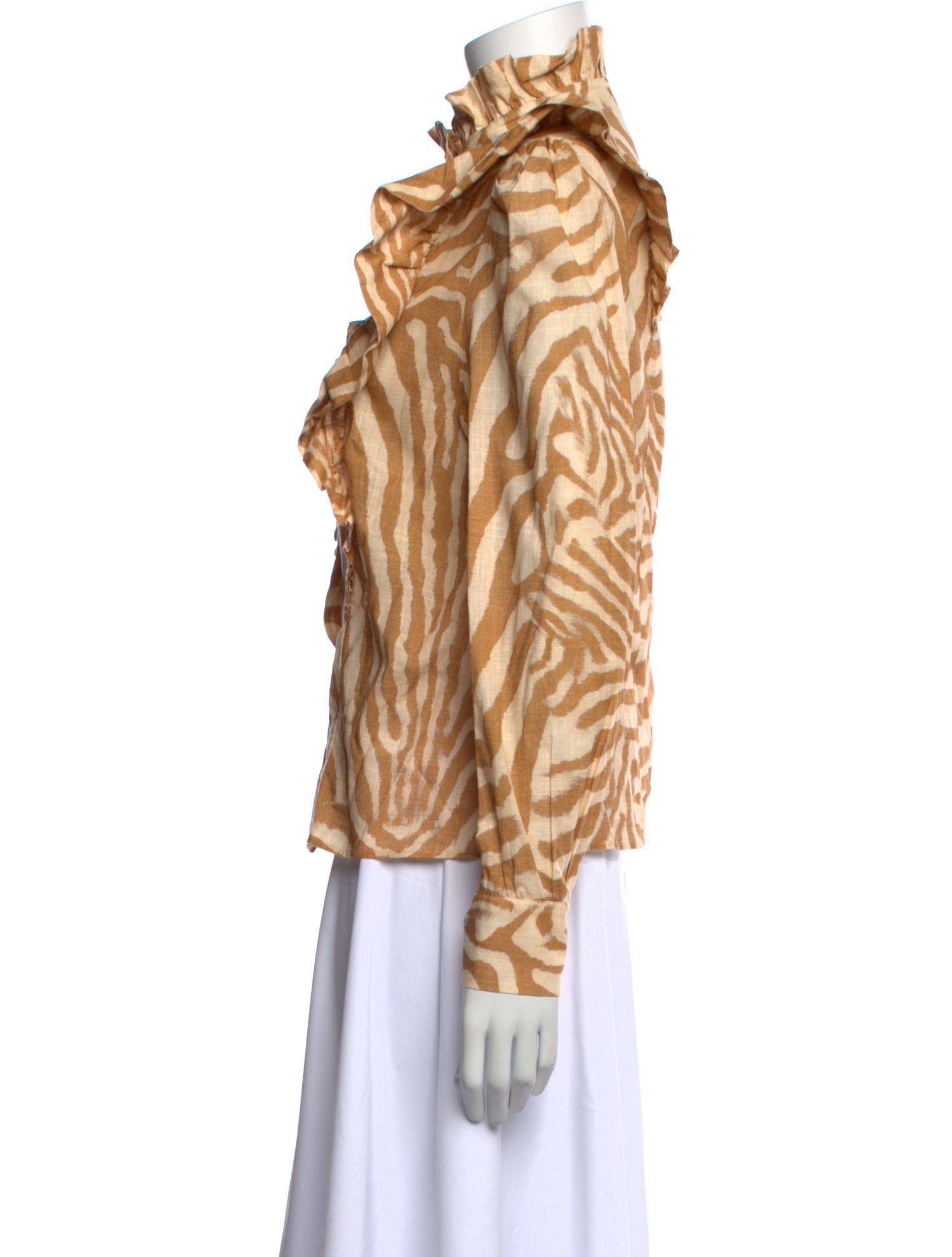 Sézane Animal Print Mock Neck Blouse