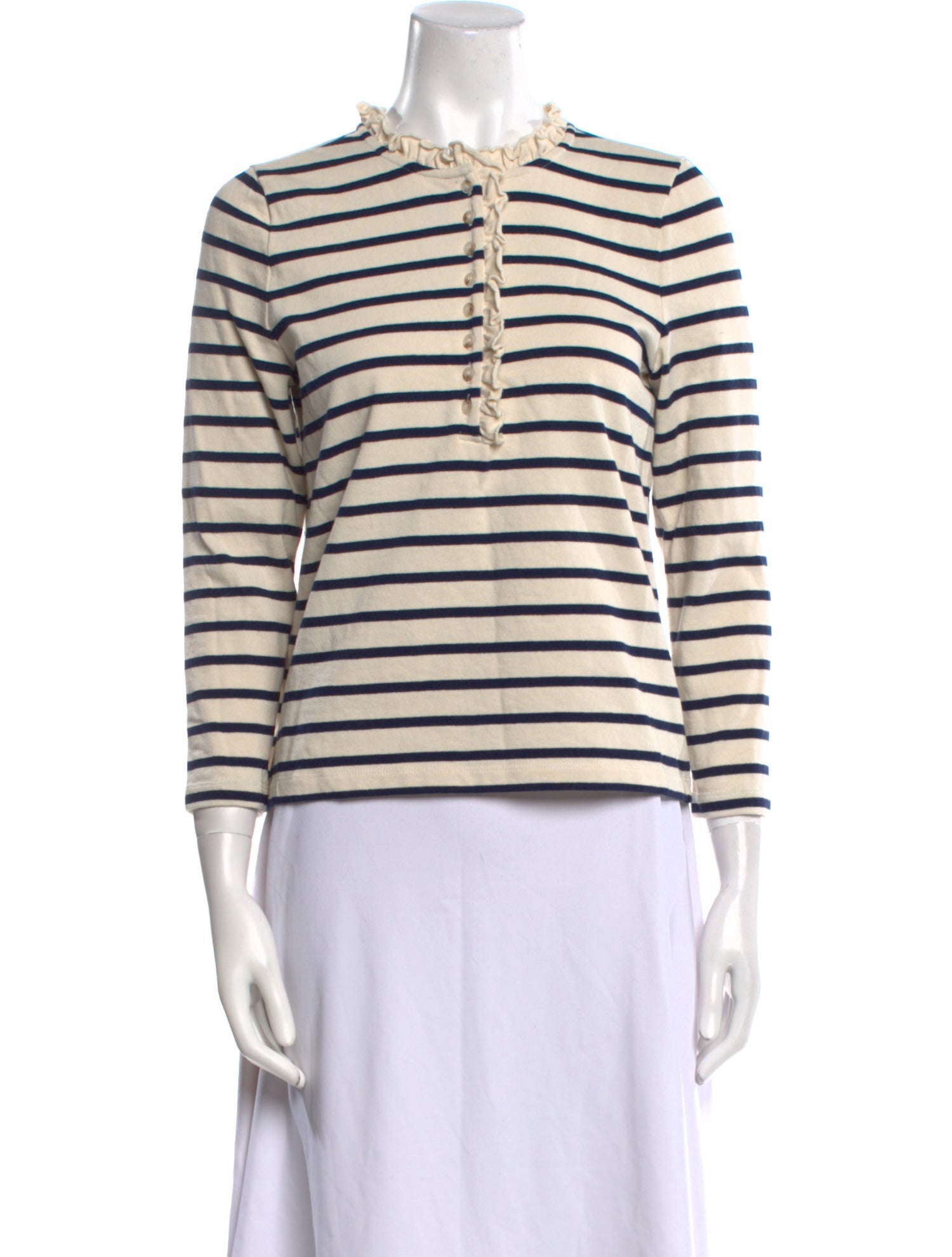 Sézane Striped Crew Neck Top