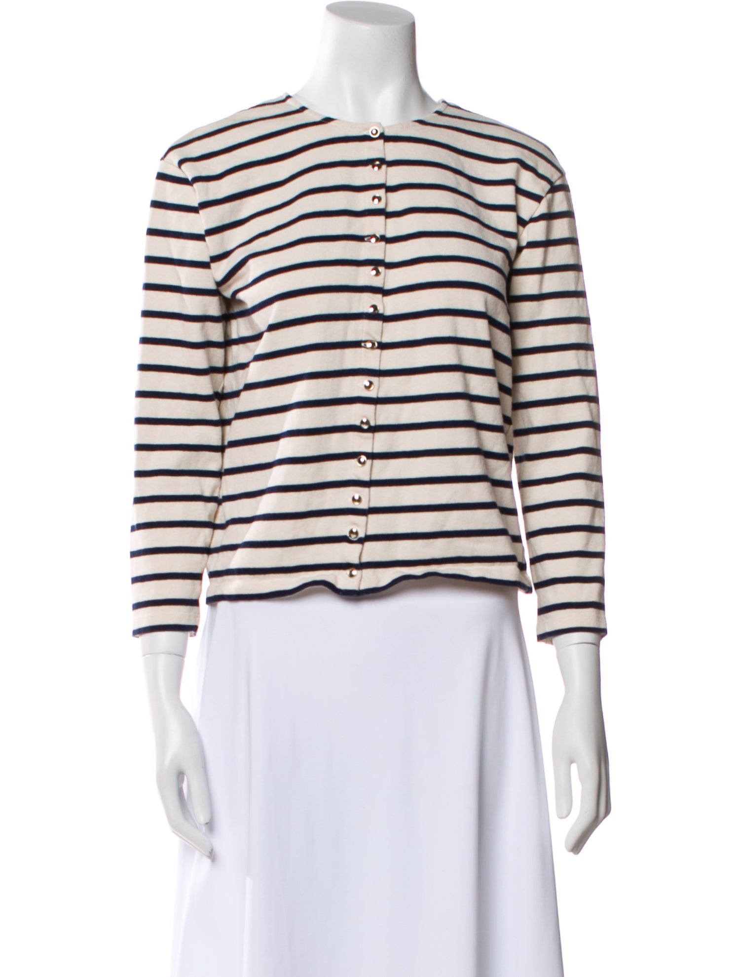 Sézane Striped Crew Neck Crop Top