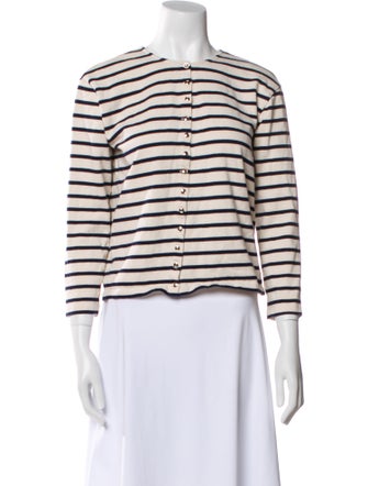 Sézane Striped Crew Neck Crop Top