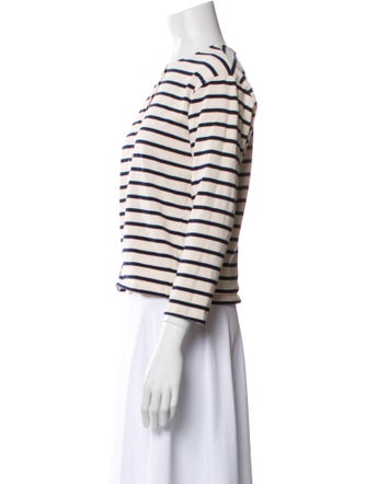 Sézane Striped Crew Neck Crop Top