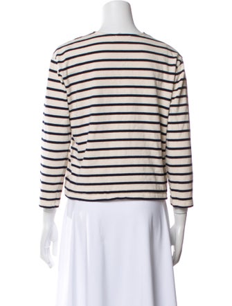 Sézane Striped Crew Neck Crop Top