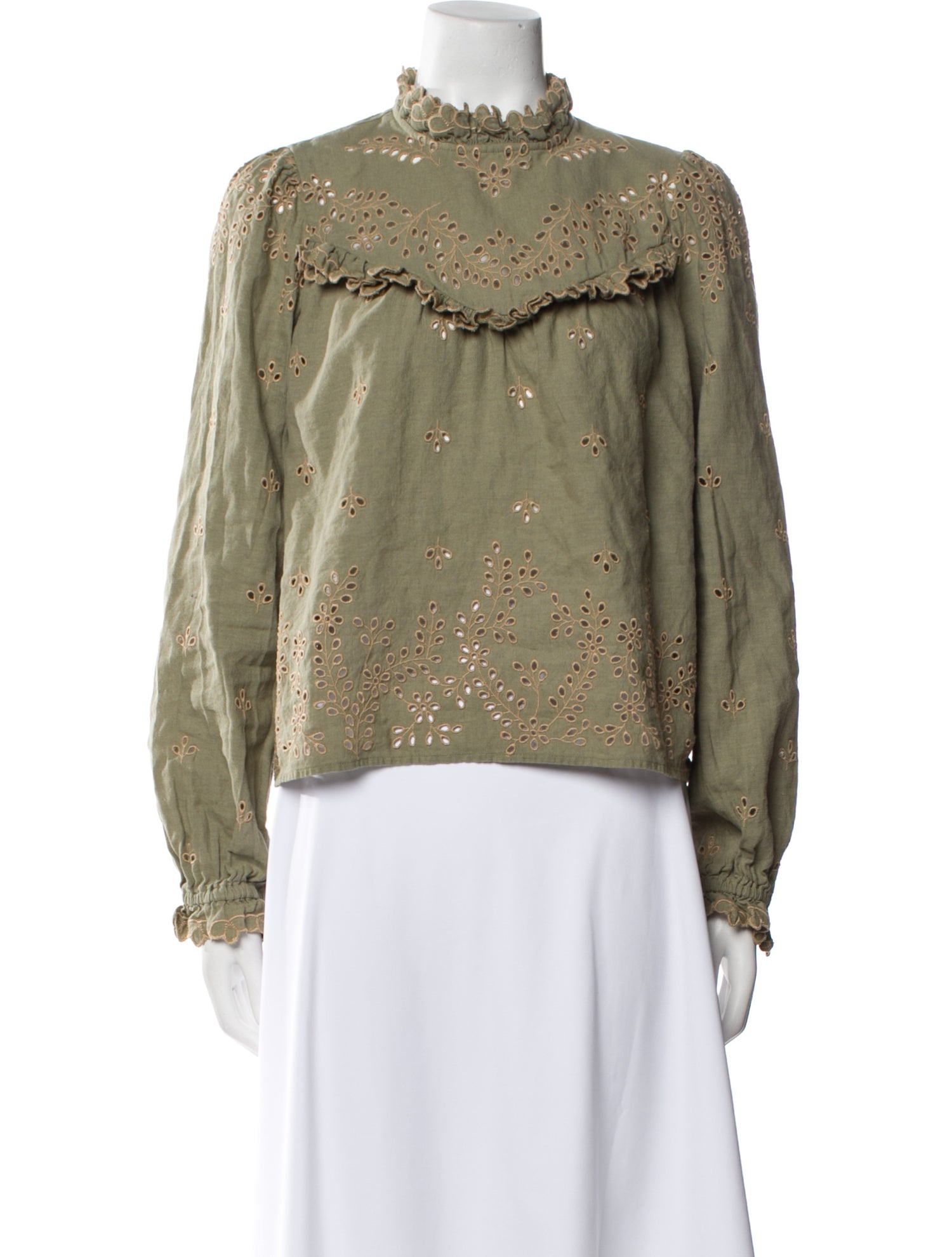 Sézane Mock Neck Long Sleeve Blouse