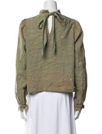 Sézane Mock Neck Long Sleeve Blouse