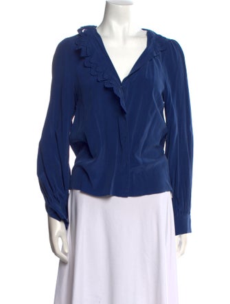 Sézane Silk V-Neck Blouse