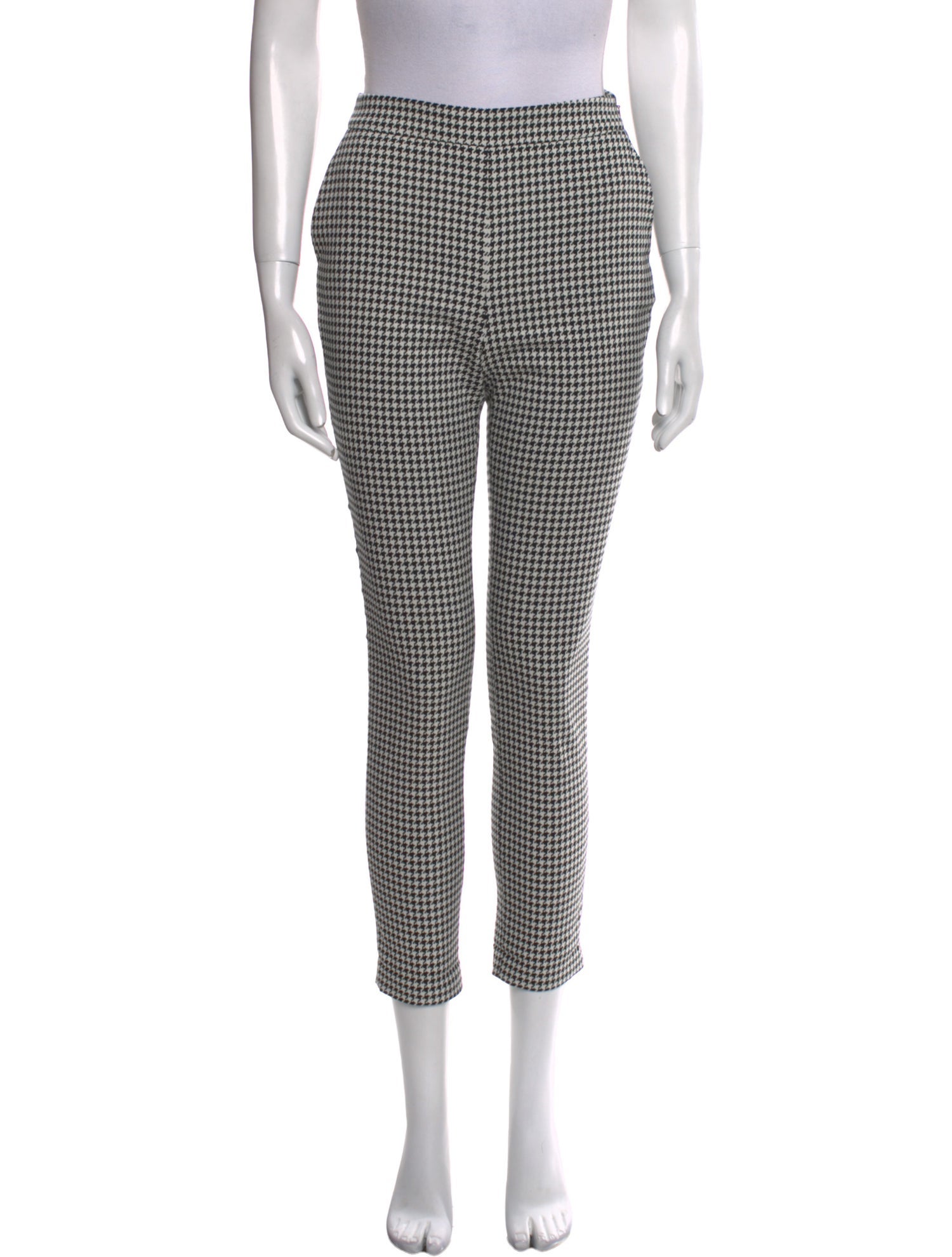 Sézane Houndstooth Print Skinny Leg Pants
