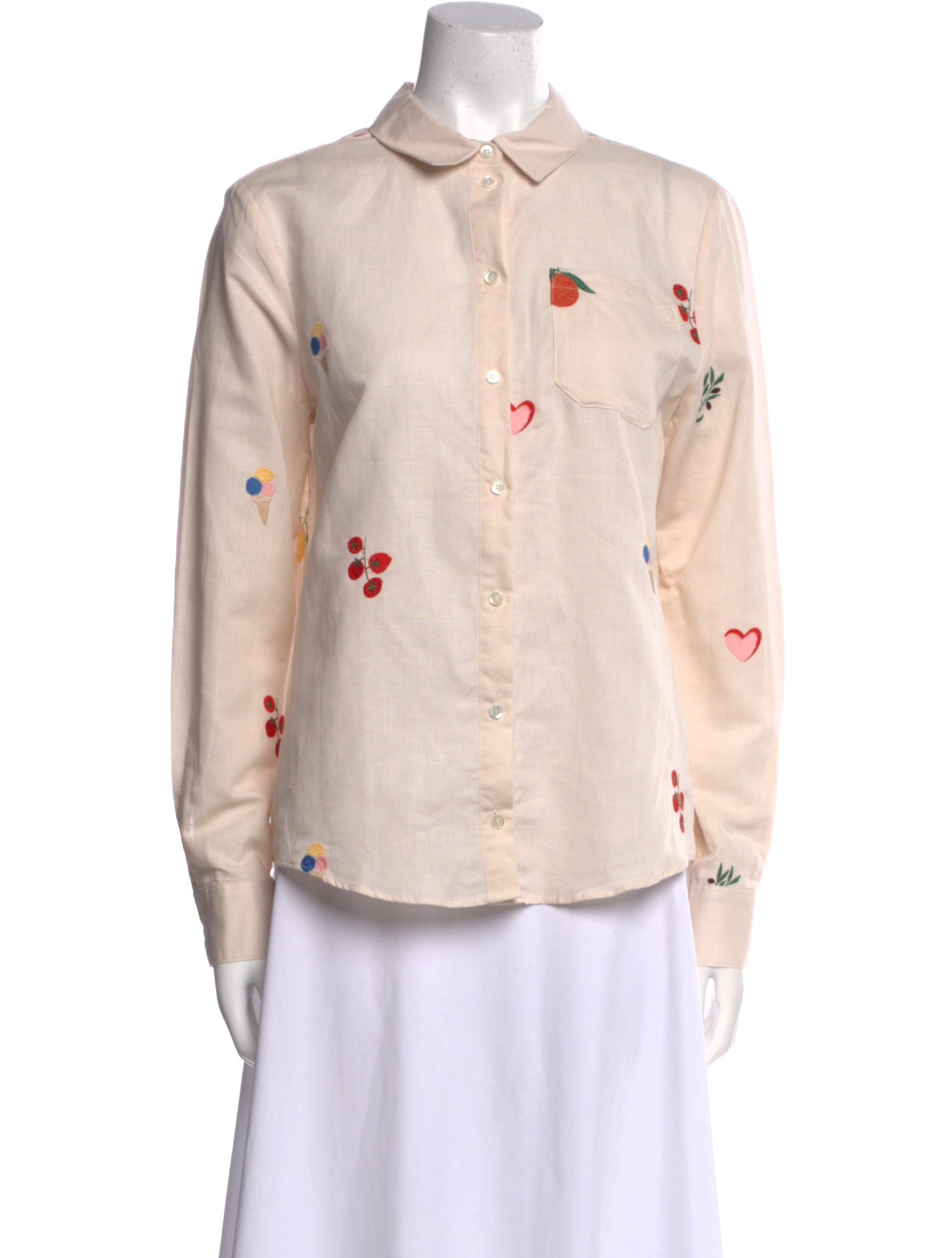 Sézane Floral Print Long Sleeve Button-Up Top