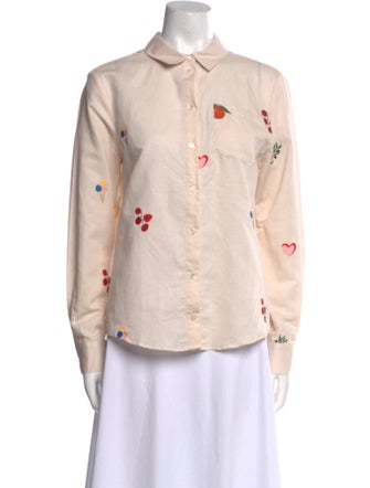 Sézane Floral Print Long Sleeve Button-Up Top