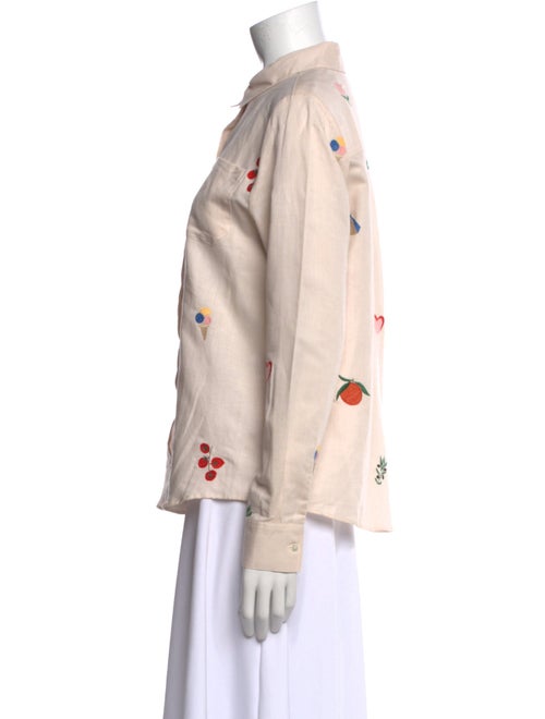 Sézane Floral Print Long Sleeve Button-Up Top