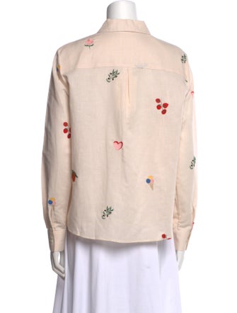 Sézane Floral Print Long Sleeve Button-Up Top