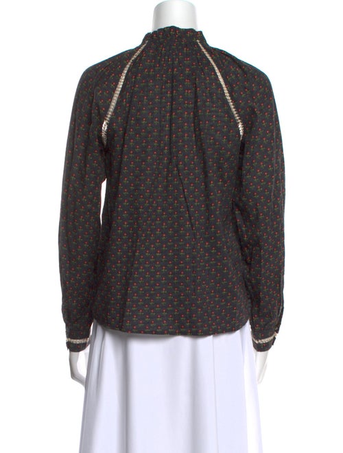 Sézane Printed Mock Neck Button-Up Top