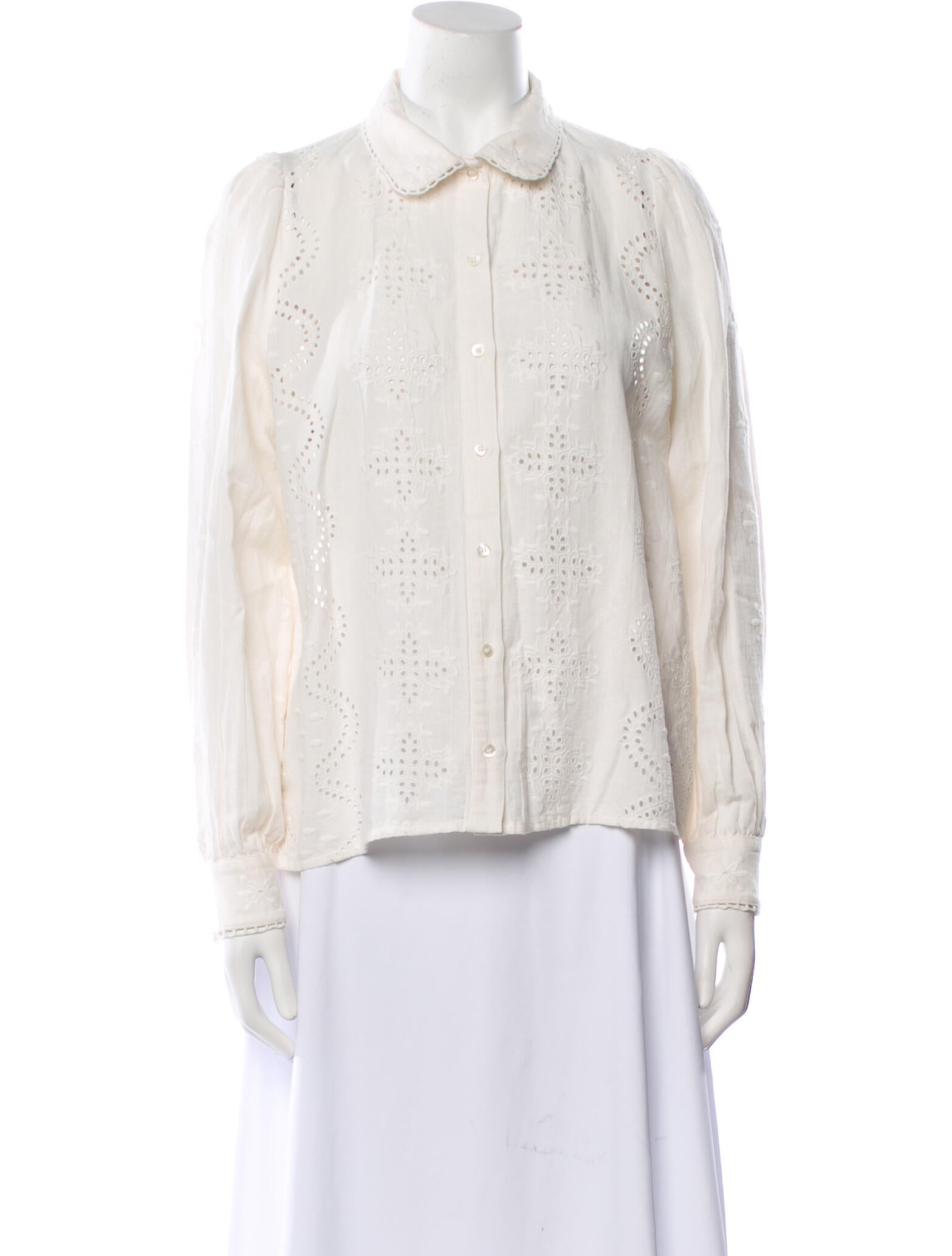 Sézane Linen Long Sleeve Button-Up Top
