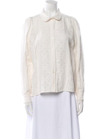 Sézane Linen Long Sleeve Button-Up Top