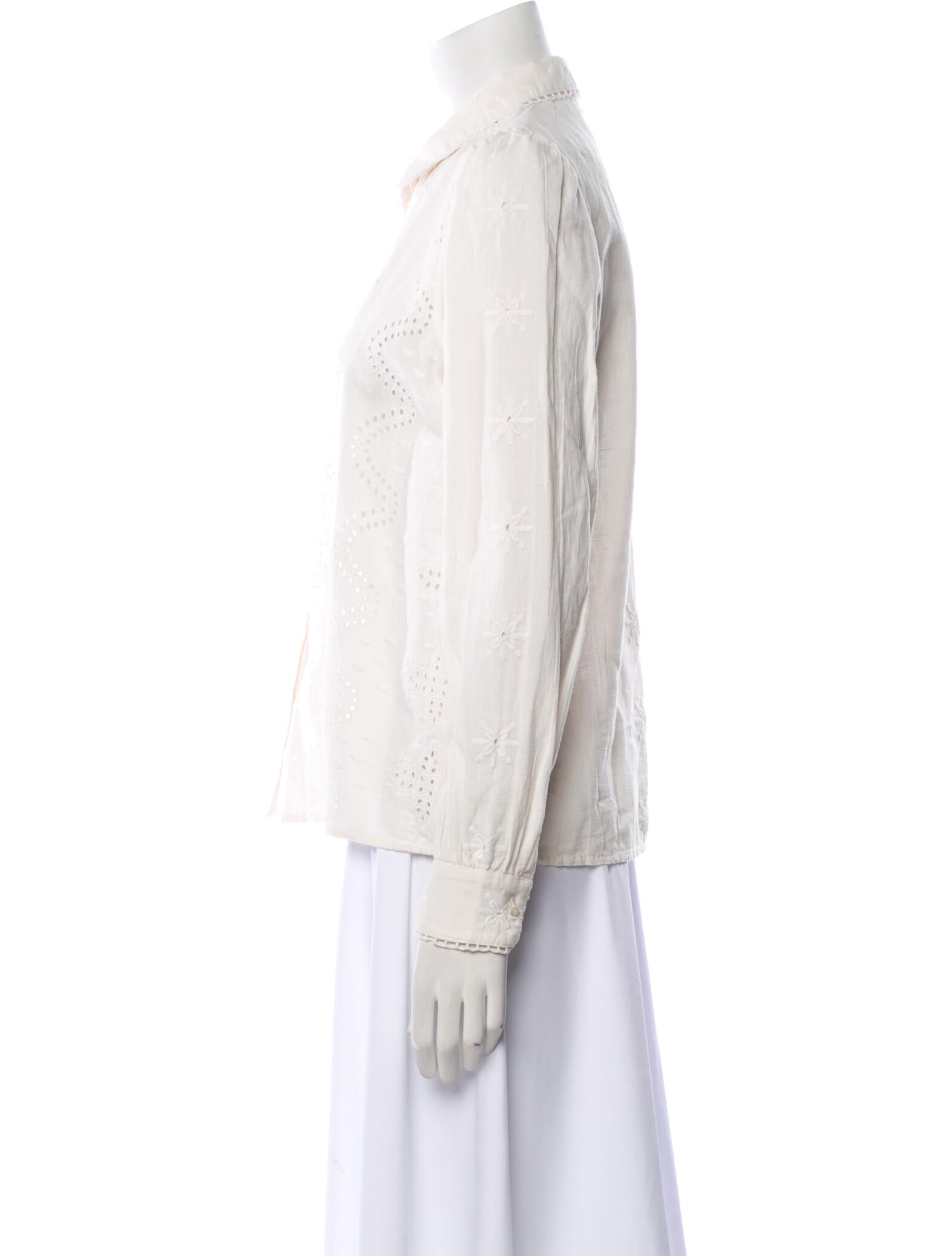 Sézane Linen Long Sleeve Button-Up Top