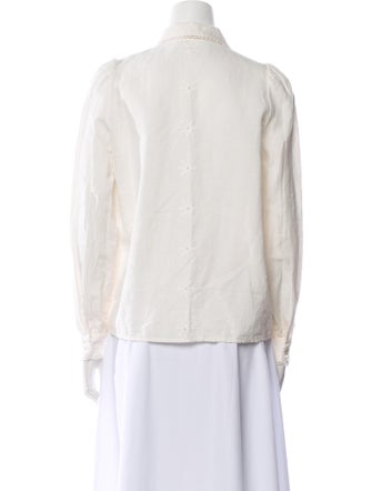 Sézane Linen Long Sleeve Button-Up Top