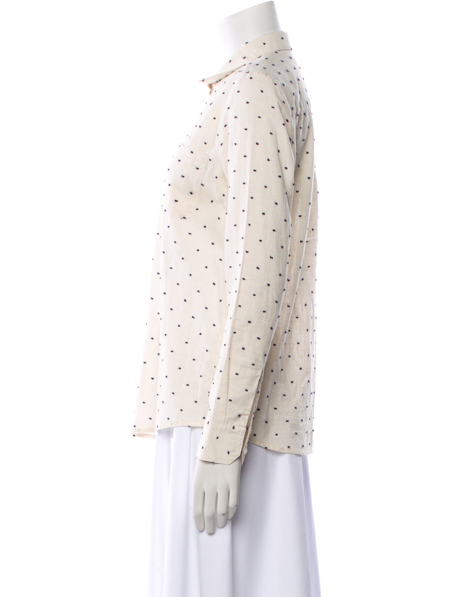 Sézane Polka Dot Print Long Sleeve Button-Up Top