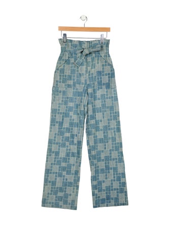 Sézane Plaid Print Wide Leg Pants