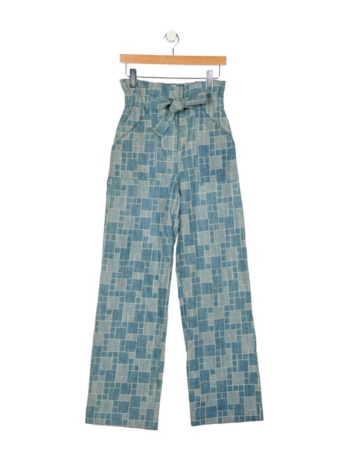 Sézane Plaid Print Wide Leg Pants