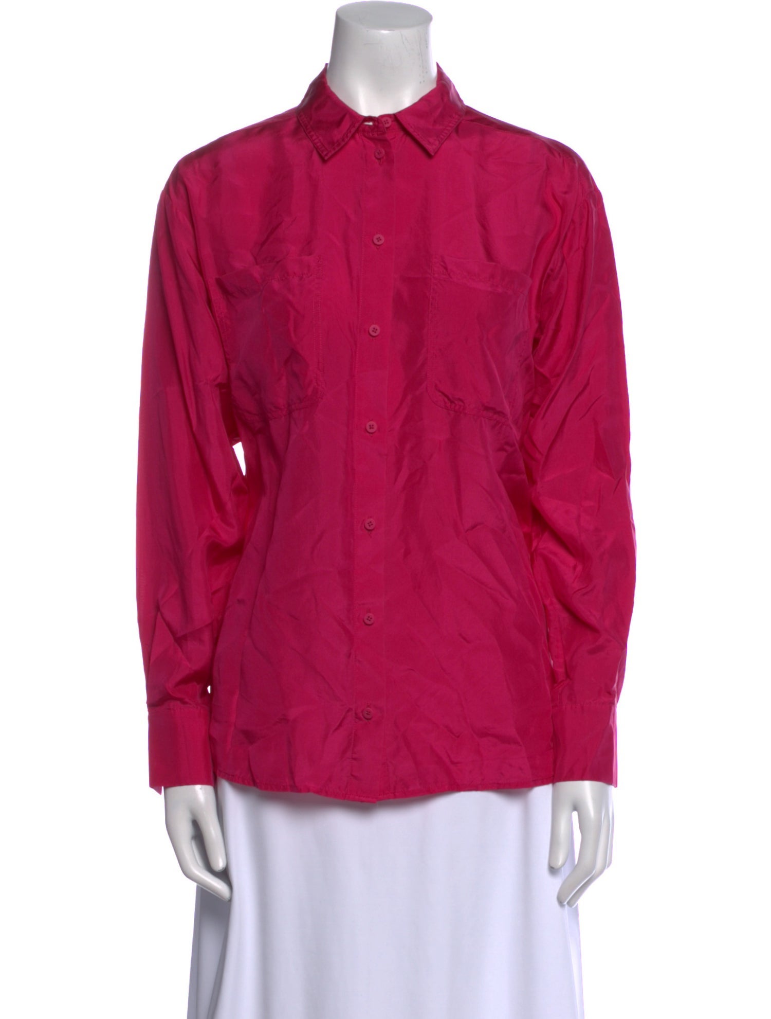 Sézane Silk Long Sleeve Button-Up Top