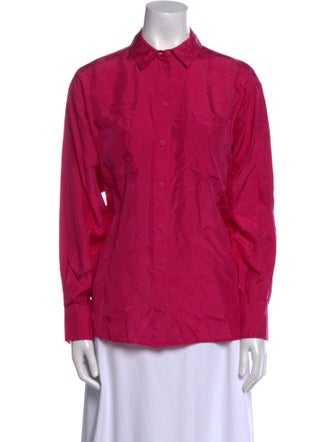 Sézane Silk Long Sleeve Button-Up Top