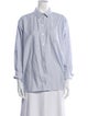 Sézane Striped Three-Quarter Sleeve Button-Up Top