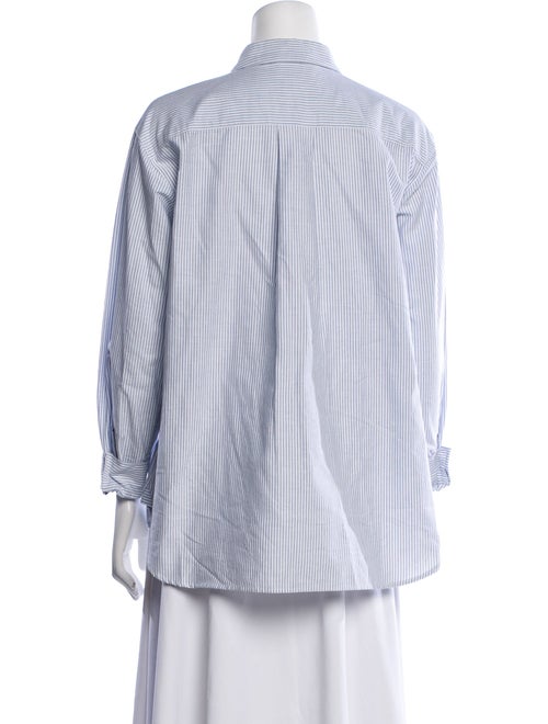 Sézane Striped Three-Quarter Sleeve Button-Up Top