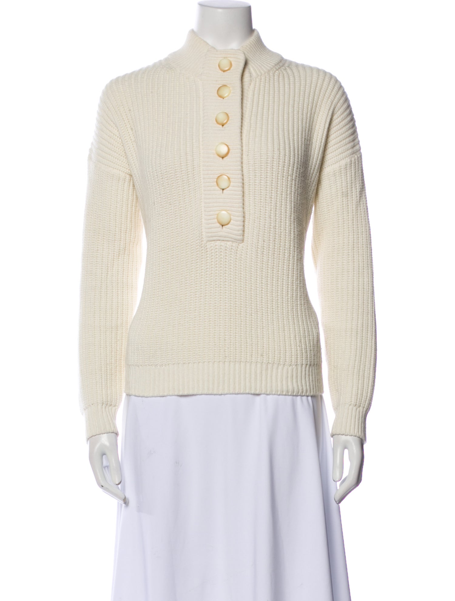 Sézane Mock Neck Long Sleeve Polo