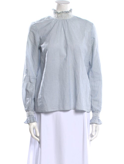 Sézane Striped Mock Neck Blouse
