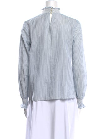 Sézane Striped Mock Neck Blouse