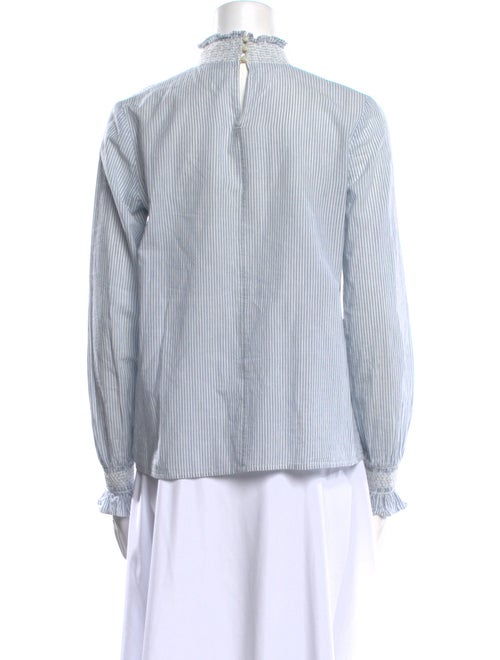 Sézane Striped Mock Neck Blouse