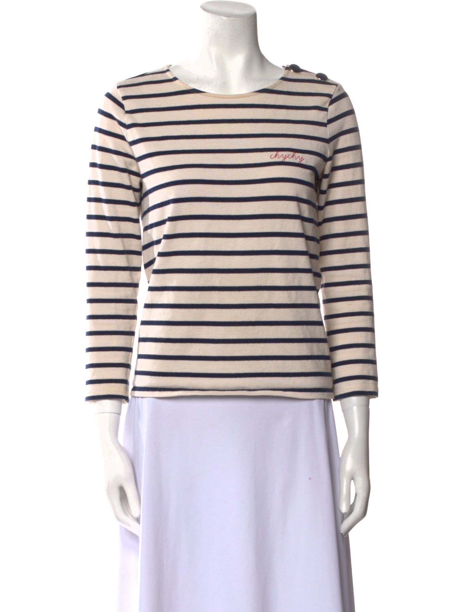 Sézane Striped Crew Neck Top