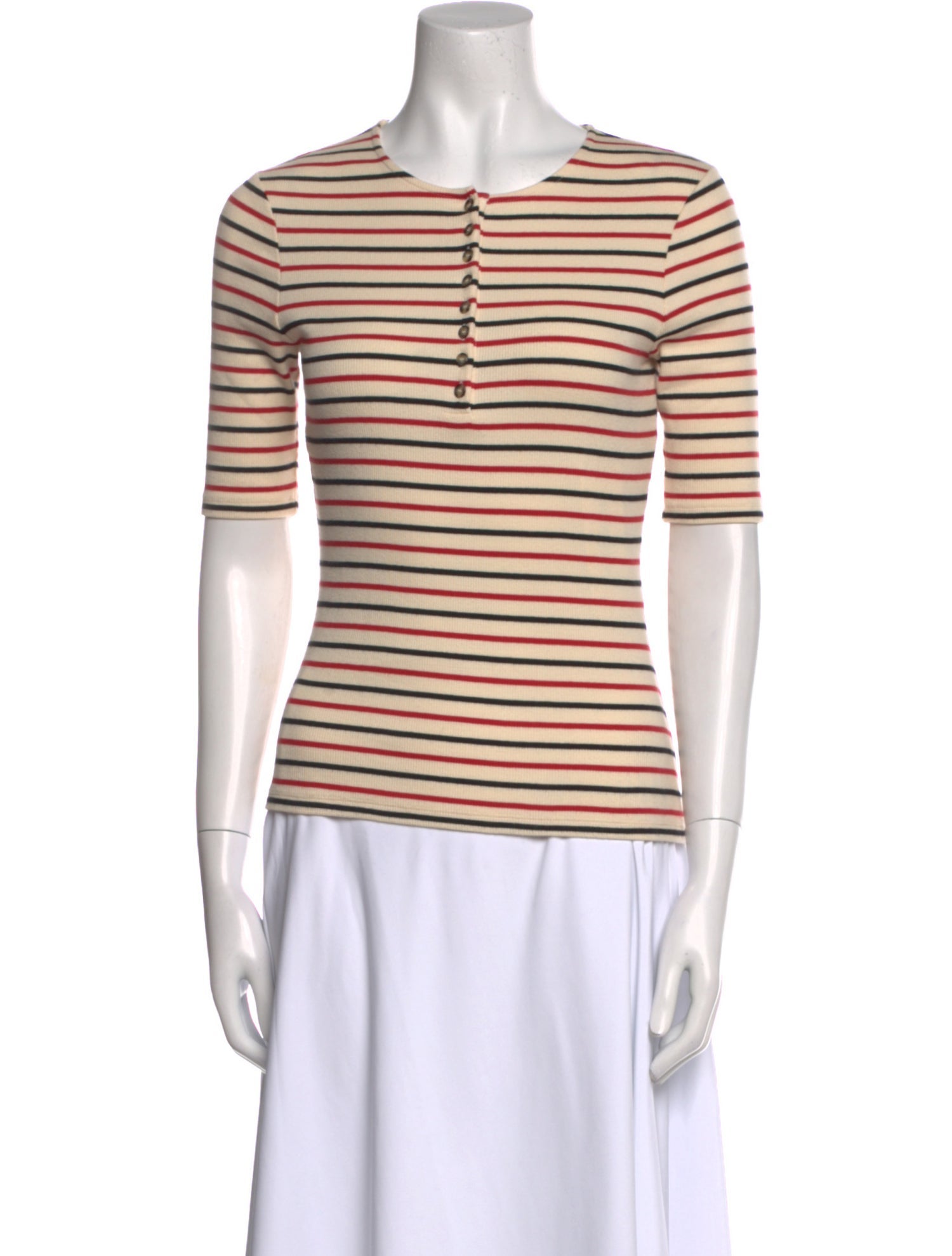 Sézane Striped Crew Neck T-Shirt