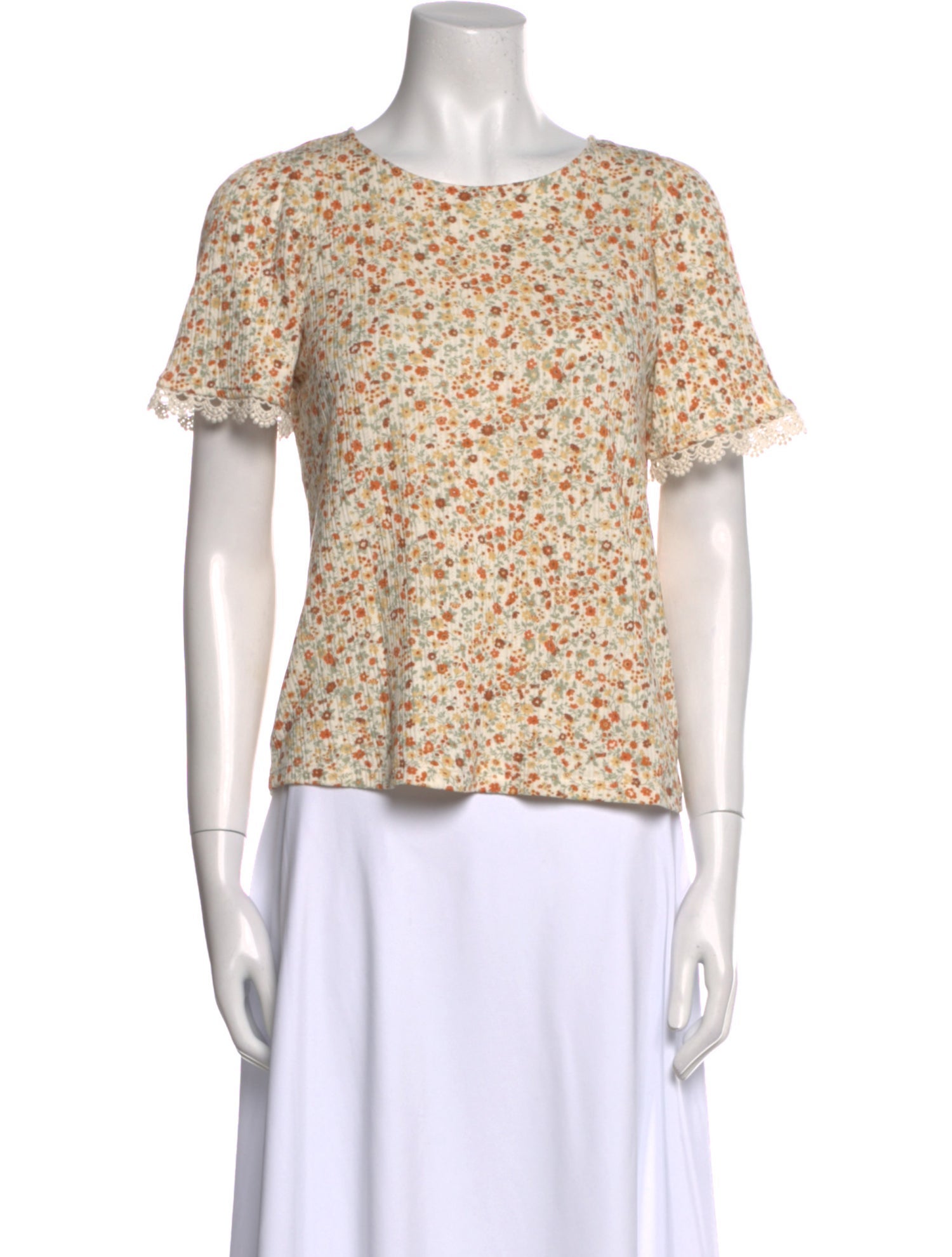 Sézane Floral Print Bateau Neckline Top
