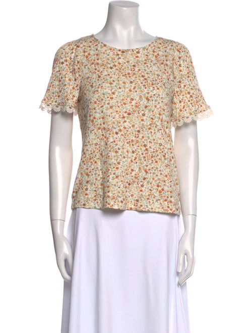 Sézane Floral Print Bateau Neckline Top